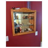 Wall-Mounted Oak Display Cabinet with Glass Door and Shelves 21x6x22 Inches