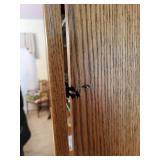 Wall-Mounted Oak Display Cabinet with Glass Door and Shelves 21x6x22 Inches