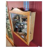 Wall-Mounted Oak Display Cabinet with Glass Door and Shelves 21x6x22 Inches