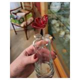 Lenox Porcelain Oval Bowl and 2 Crystal Glass Roses in Vases