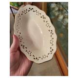 Lenox Porcelain Oval Bowl and 2 Crystal Glass Roses in Vases