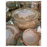 Noritake Glenmore Handpainted China Dinnerware and Glassware Set with Gold Trim