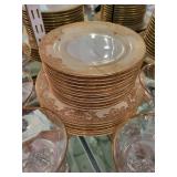 Noritake Glenmore Handpainted China Dinnerware and Glassware Set with Gold Trim