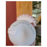 Fenton Hand-Painted Satin Glass Basket with Floral Design