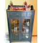 Canadel Blue Display Cabinet With Glass Doors - 4-Drawer Upper Section, Double Glass Doors, China Cabinet