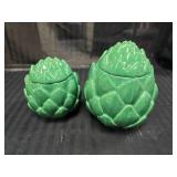 Two Green Storage Containers with Covers