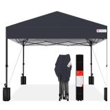 One-Person Setup Instant Pop Up Canopy w/ Case, 4 Weight Bags - 10x10ft (Gray)