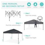 One-Person Setup Instant Pop Up Canopy w/ Case, 4 Weight Bags - 10x10ft (Gray)