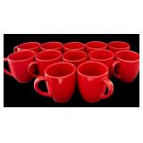 LS - Red Christmas Dinnerware Set - 12 Mugs, 12 Plates (8.5-in), 6 Placemats, 5 Napkin Rings