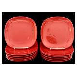 LS - Red Christmas Dinnerware Set - 12 Mugs, 12 Plates (8.5-in), 6 Placemats, 5 Napkin Rings