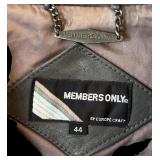 LBR - Members Only Leather Motorcycle Jacket - Genuine Gray Leather, Full Zip, Size 44