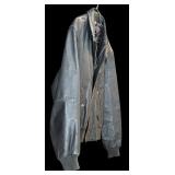 LBR - Members Only Leather Motorcycle Jacket - Genuine Gray Leather, Full Zip, Size 44