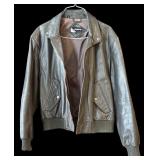 LBR - Members Only Leather Motorcycle Jacket - Genuine Gray Leather, Full Zip, Size 44