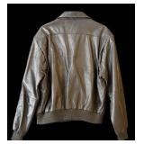 LBR - Members Only Leather Motorcycle Jacket - Genuine Gray Leather, Full Zip, Size 44