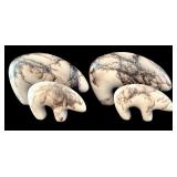 LL - Navajo Bear Fetishes - Vintage Horsehair Pottery, Lot of 4