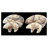 LL - Navajo Bear Fetishes - Vintage Horsehair Pottery, Lot of 4