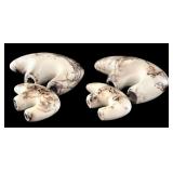 LL - Navajo Bear Fetishes - Vintage Horsehair Pottery, Lot of 4