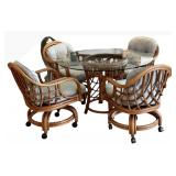 Lane Venture  Vintage Wicker Table & 4 Chairs Set with Cushions