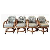 Lane Venture  Vintage Wicker Table & 4 Chairs Set with Cushions