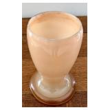 Aladdin Mantle Lamp Peach Glass with Tall Chimney & White Crackle Vase