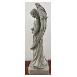 Greystone Angel Statue with Flowers - 33.5 in tall Vintage Garden Ornament