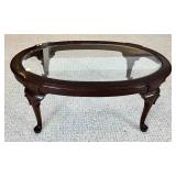 Vintage Ethan Allen Oval Glass Coffee Table