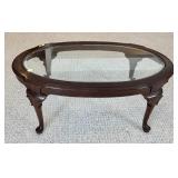 Vintage Ethan Allen Oval Glass Coffee Table