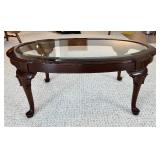 Vintage Ethan Allen Oval Glass Coffee Table