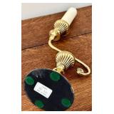 Candlestick Holder & Snuffer - Brass Ornate Asymmetric, Vintage, 10.75 in Tall