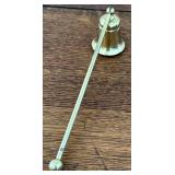 Candlestick Holder & Snuffer - Brass Ornate Asymmetric, Vintage, 10.75 in Tall