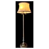 Vintage Brass Floor Lamp with Shade - 62 in Tall, 3-Light Candelabra