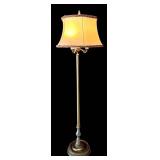 Vintage Brass Floor Lamp with Shade - 62 in Tall, 3-Light Candelabra