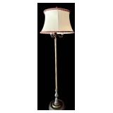 Vintage Brass Floor Lamp with Shade - 62 in Tall, 3-Light Candelabra