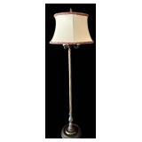 Vintage Brass Floor Lamp with Shade - 62 in Tall, 3-Light Candelabra