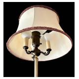 Vintage Brass Floor Lamp with Shade - 62 in Tall, 3-Light Candelabra
