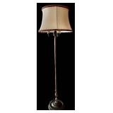 Vintage Brass Floor Lamp with Shade - 62 in Tall, 3-Light Candelabra