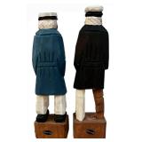 Vintage Hand-Carved Wooden Sailor & Sea Captain Figures - 8 in Tall (Pair)