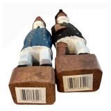 Vintage Hand-Carved Wooden Sailor & Sea Captain Figures - 8 in Tall (Pair)