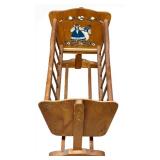 Vintage Wooden Rocker & High Chair Set With Painted Back Panel