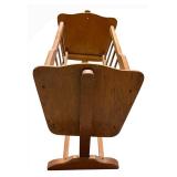 Vintage Wooden Rocker & High Chair Set With Painted Back Panel