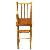 Vintage Wooden Rocker & High Chair Set With Painted Back Panel