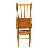 Vintage Wooden Rocker & High Chair Set With Painted Back Panel