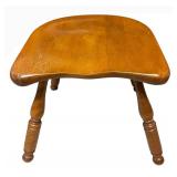 Vintage Wooden Stool - Kidney-Shaped Seat, Turned Legs
