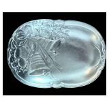 Crystal Glass Christmas Tray Set with Bells & Candle Holders - 7-Piece (Largest 9-Inch Holder)