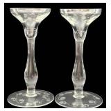 Crystal Glass Christmas Tray Set with Bells & Candle Holders - 7-Piece (Largest 9-Inch Holder)