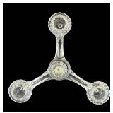 Crystal Glass Christmas Tray Set with Bells & Candle Holders - 7-Piece (Largest 9-Inch Holder)