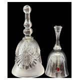 Crystal Glass Christmas Tray Set with Bells & Candle Holders - 7-Piece (Largest 9-Inch Holder)