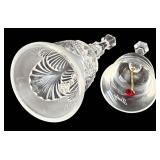 Crystal Glass Christmas Tray Set with Bells & Candle Holders - 7-Piece (Largest 9-Inch Holder)