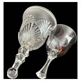 Crystal Glass Christmas Tray Set with Bells & Candle Holders - 7-Piece (Largest 9-Inch Holder)