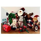 Sanna & Moore Moose - 18.5 in tall Christmas Decor Lot with Santa & Snowman